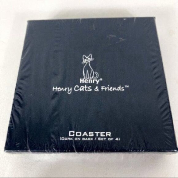 Henry Cats & Friends Cat Coaster ( Set Of 4 ) By Artist Henry Lee Whimsical Gift - Picture 10 of 13